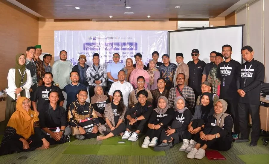 Focus group discussion (FGD) Koalisi Cek Fakta yang terdiri dari Mafindo (Masyarakat Antifitnah Indonesia), Aliansi Jurnalis Independen (AJI), dan Asosiasi Media Siber Indonesia (AMSI), Minggu (15/10/2023), di Banten.