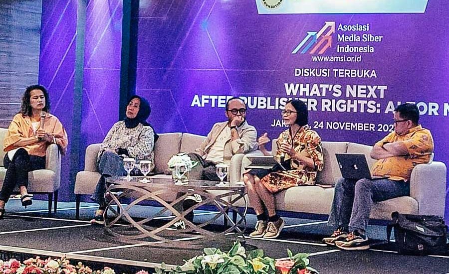 Diskusi terbuka 'What's Next After Publisher's Right: AI For Media' gelaran AMSI di Hotel Ashley Wahid Hasyim, Jakarta.